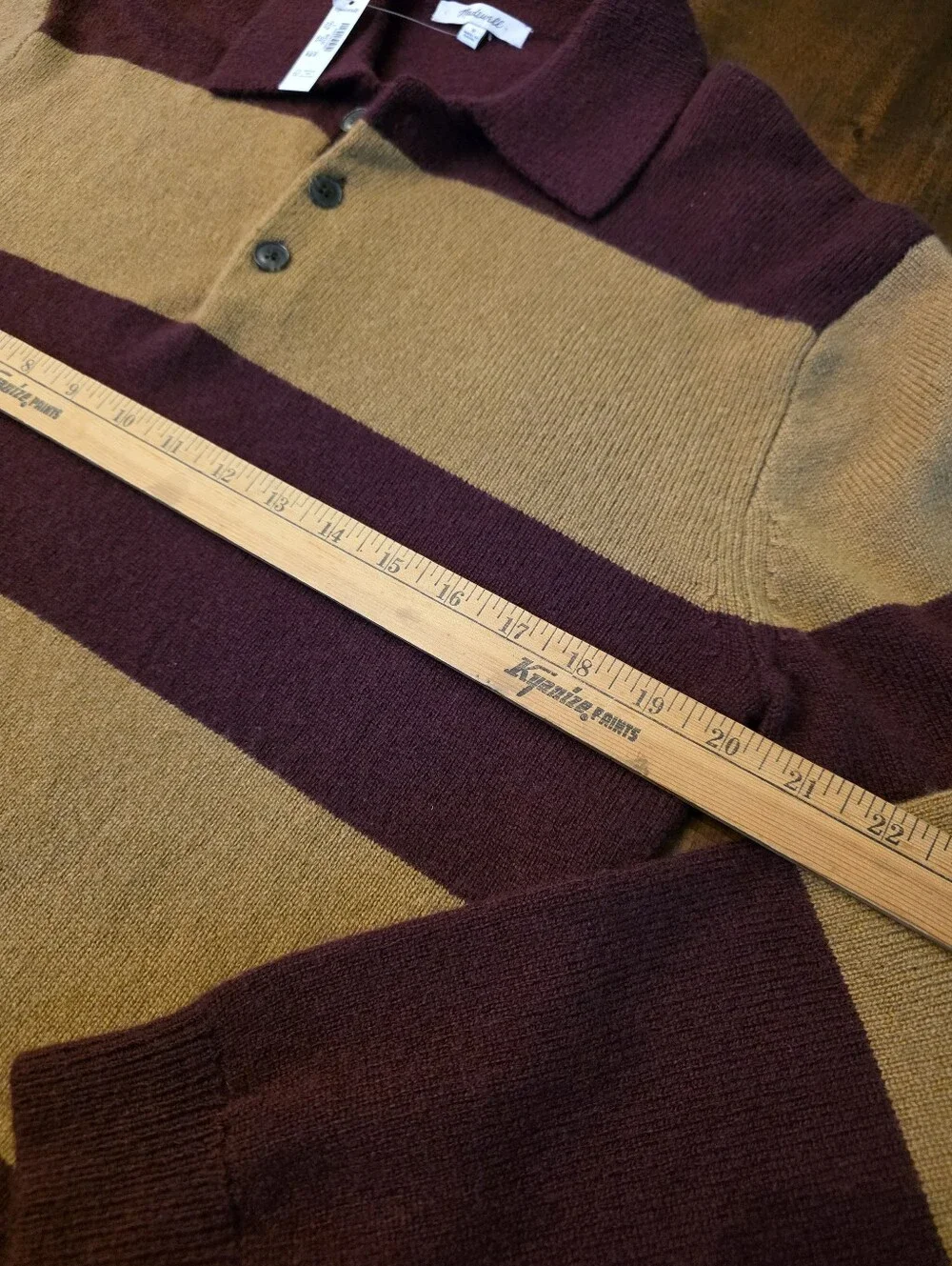 Madewell Small Rugby Sweater Wool Cashmere Polo Preppy Stripe Old Money NEW
